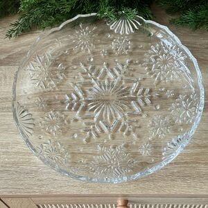 Vintage Mikasa Crystal Snowflake Platter